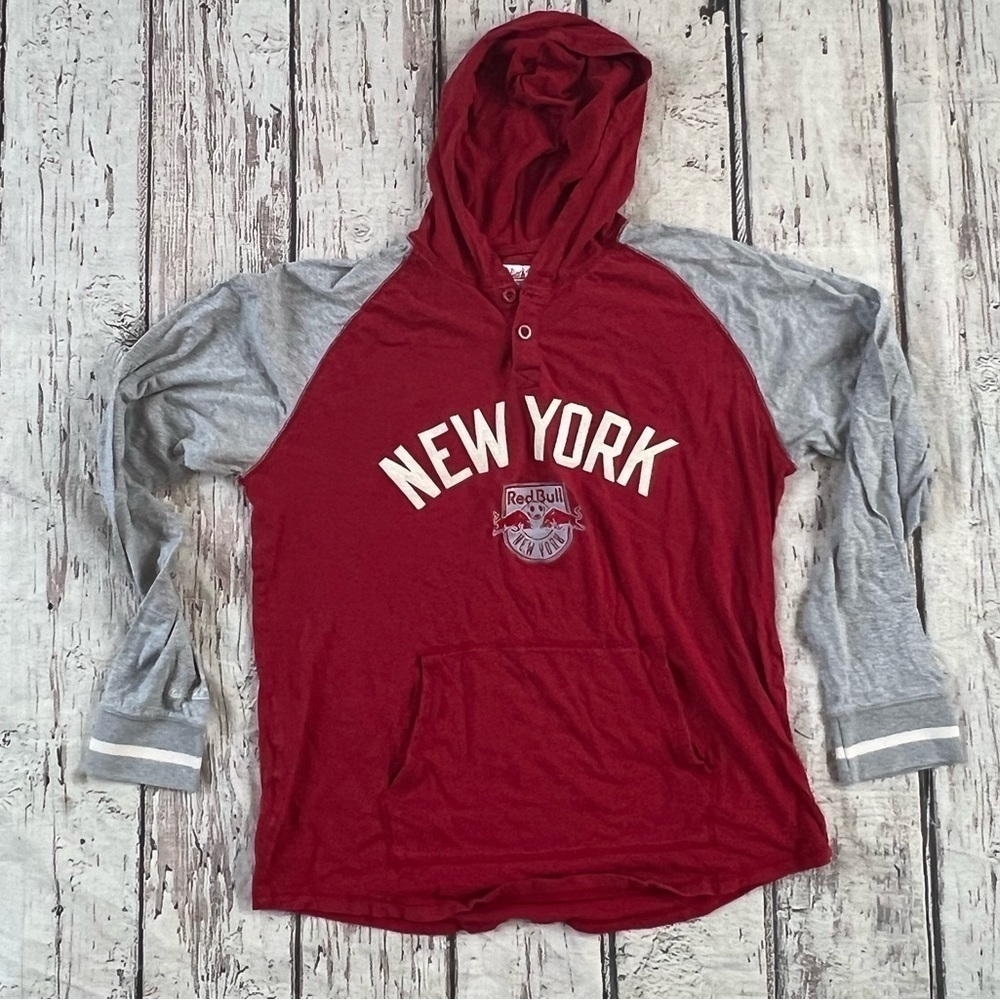 Retro New York Red Bulls MLS Soccer Futbol Long Sleeve Hoodie Shirt